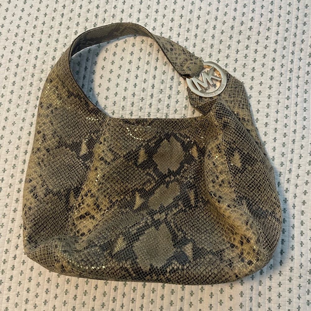 Michael Kors faux python large hobo bag